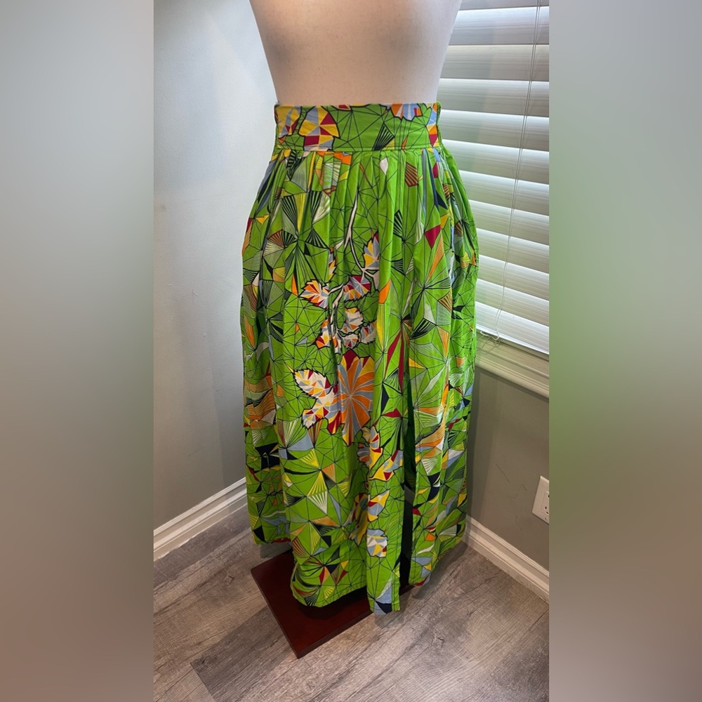Women's African Print High Waist Pleated‎ Maxi Skirt - Picture 2 of 6